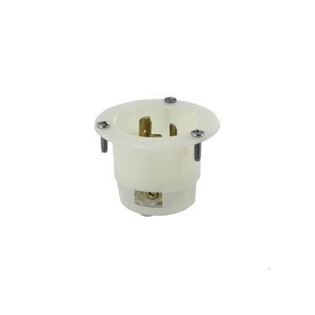 Leviton Flanged Locking Inlet, Non-NEMA, 20 A, 125/250V AC, 3 Pole, Screw Terminals, White 3325-GC