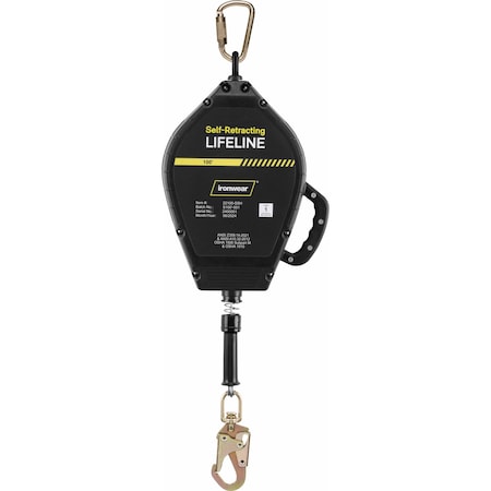 Ironwear 100' Class 1 Galvanized Steel Cable SRL, Steel Snap Hook 22100-SSH