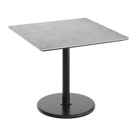 Flash Furniture 36" Square Tabletop, Seamless Surface Technology, Gray Faux Concrete, 24" Black RD Table Height Base ST-SQ36-CMGY-TR24-GG