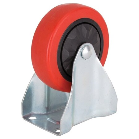 Prosource Rigid Caster, 4 in Dia Wheel, 30 mm W Wheel, PU Wheel, Red, 220 lb, Steel Housing Material JC-381-G