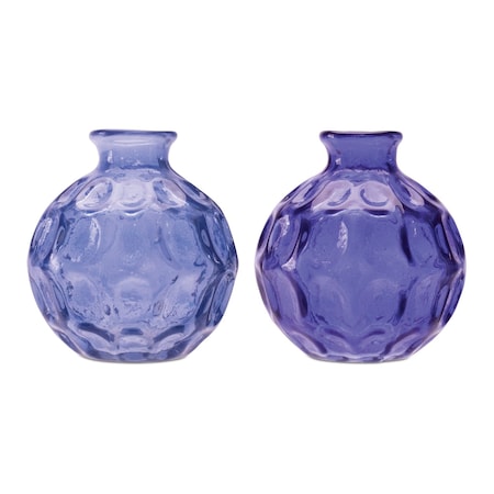 Homeroots Set of Two Blue Glass Round Table Vases, 2PK 632604