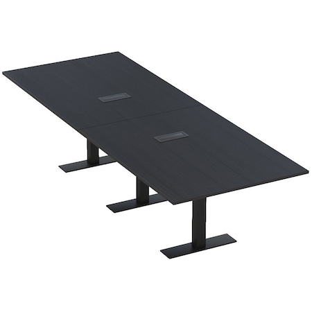 Skutchi Designs 10 Person Conference Table With Power Unit | 10' Rectangular Table | Harmony Series HAR-REC-48x120-T.BK-U999ST19-EBLK