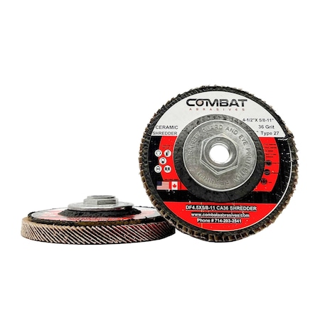 Renegade Products Usa Ceramic Shredder Flap Discs 4-1/2 in x 5/8-11 in With Hub Type 29 5X LIFE! DF4.5X5/8-11