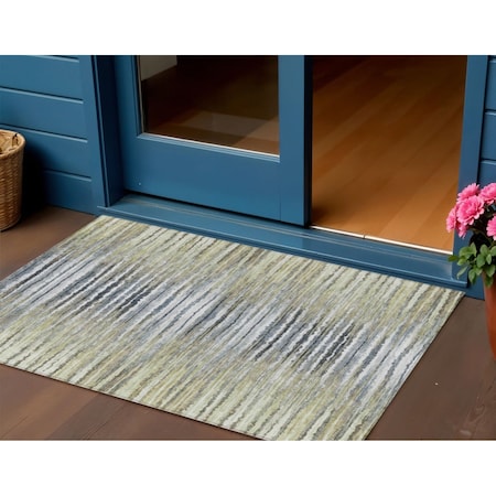 Homeroots 3' X 5' Beige Tan And Taupe Striped Washable Indoor Outdoor Area Rug 577974
