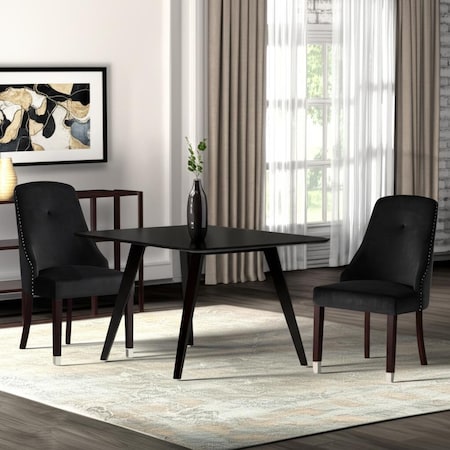 Homeroots Set of Two Tufted Black and Espresso Upholstered Velvet Dining Side Chairs 543537