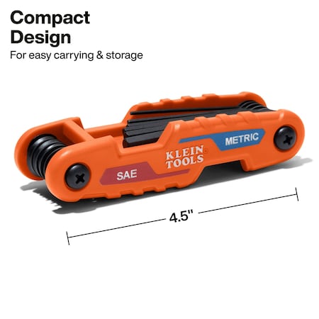 Klein Tools Hex Key Set, Comp Folding, Metric, 12-Key 70590