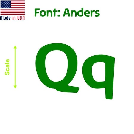 Aacc Self-Adhesive Vinyl Letter: Q, Scale: 14 cm. Color: Green Font: Anders by, 8PK AACC-Anders-UQ-Green-M14x8