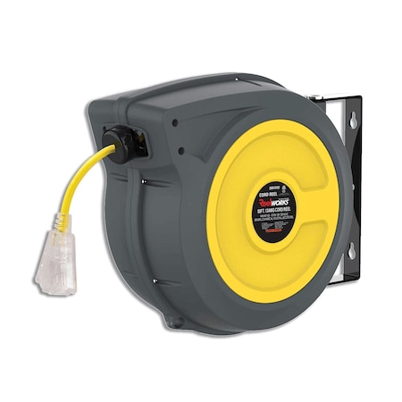 Reelworks 26813152 12AWGx50ft cord reel, SJTOW type, with transparent plug and Glow strip GUR025