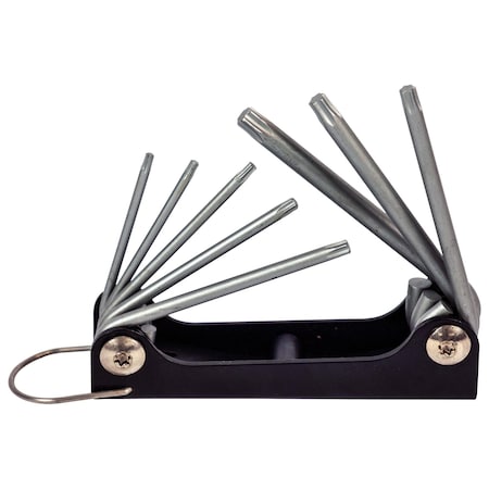 Multicomp Pro Hex Key Set, 8 Pieces, T9/T10/T15/T20/T25/T27/T30/T40 Metal Folding Star Key Wrenches MP008583