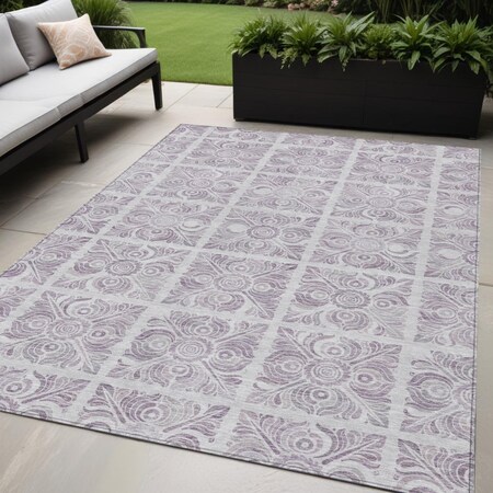 Homeroots 5' X 8' Lavender And Silver Medallion Washable Indoor Outdoor Area Rug 589339