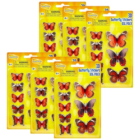 Insect Lore Butterfly Stickers, 3D, 8-Piece Set, 6PK 3801