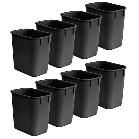 Acrimet Wastebasket, Deskside Bin, 3.25 Gallon/13 Quart/ 12 Liter (Plastic) (Black Color) (Set of 8), 8PK 578.8