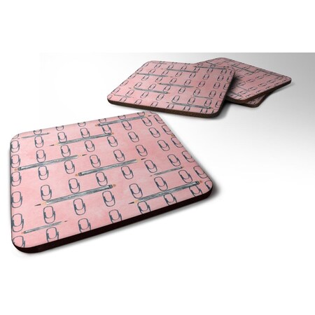 Carolines Treasures Watercolor Organized Paper Clips Pink Foam Coaster, Set of 4 BB7539FC