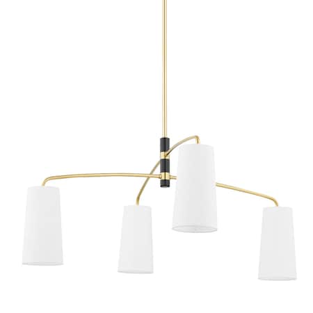 Mitzi Evelyn 4 Light Chandelier 22.5 In. Aged Brass/Soft Black H612804-AGB/SBK