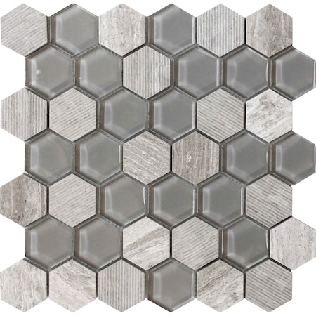 Apollo Tile Wooden Gray 12x12 Glass Marble Polished Floor and Wall Mosaic Tile 4.92 sqft/case, 5PK APLBL8803WGA