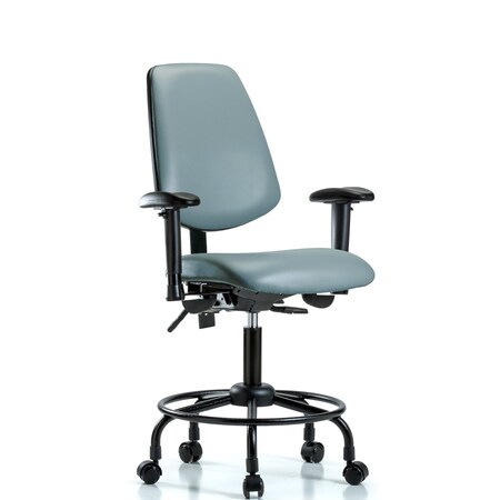 Blue Ridge Ergonomics Vinyl Chair, Vinyl, Adjustable Arms BR-VDHCH-MB-RT-T1-A1-RC-8822