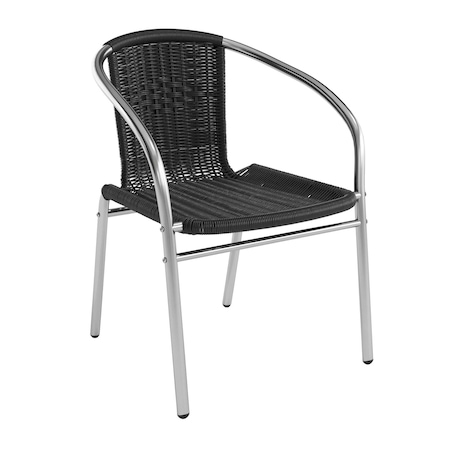 Flash Furniture Contemporary Restaurant Stack Chair, Aluminum and Black Seat, Black Back, 21.75 W 22" L 29 H TLH-020-BK-GG