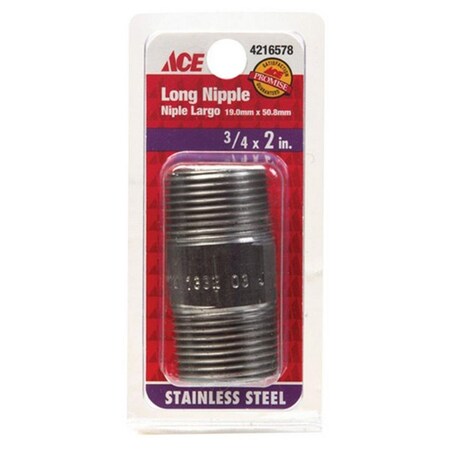 Smith-Cooper S8344NI006020CS 0.75 x 2 in. Stainless Nipple 4216578