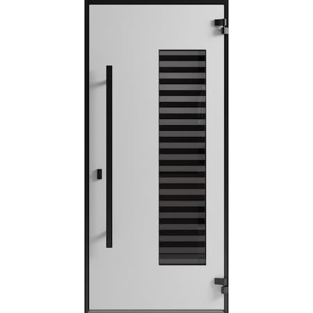 Vdomdoors Front Exterior Aluminum Door Ronex0633 Grey Prehung Entry Steel Metal Modern Painted W36xH80 RONEX0633EXD-GRE-W36xH80-LH-I