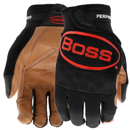 Boss Job Master Work Gloves, Men's, XL, Reinforced Thumb, Hook and Loop Wrist, Slip-On, Spandex, Black, PR B51111-XL