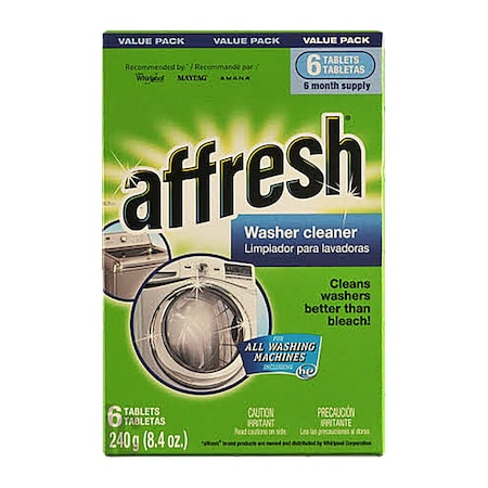 Whirlpool Washer Affresh Cleaner (Front Load + Top Load Washers / 6 Month Supply) W10501250