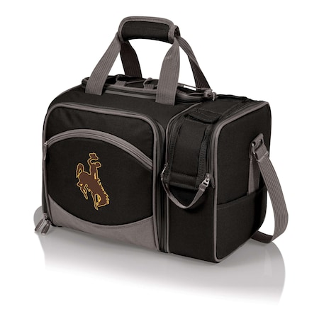 Picnic Time Family Of Brands NCAA Wyoming Cowboys Malibu Cooler Picnic BasketBlack with Gray Accents 508-23-175-694-0