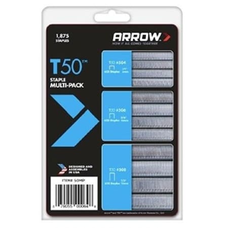 Arrow Lock T50 Series Staple, 1/2 to 3/8 in L Leg 50MP