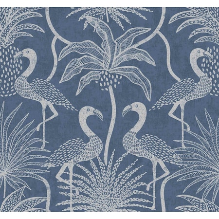A-Street Prints Biscayne Navy Flamingo Beach Wallpaper 4172-82006