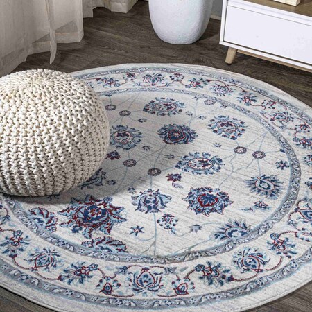 Jonathan Y Modern Persian Vintage Moroccan Traditional Ivory/Blue/Red 6 ft Round Area Rug MDP101D-6R