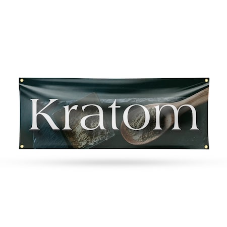 Signmission Kratom, 18 Inch x 48 Inch, Vinyl Banner B-30719