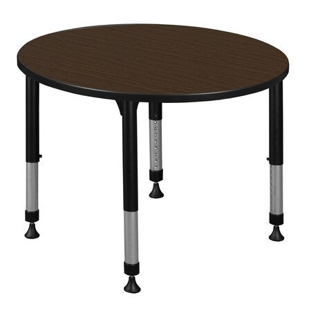 Regency Round Kee Height Adjustable Classroom Activity Table, 42 in W, 42 in L, Neo Walnut TB42RNDNWAPBK