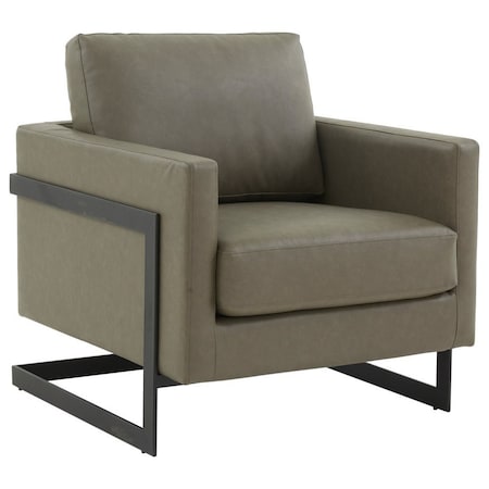 Leisuremod Lincoln Leather Accent Armchair with Black Frame, Grey LAB31GR-L