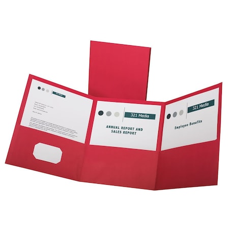 Oxford Paper Tri Fold Pocket Folder, Red, 20PK 59811