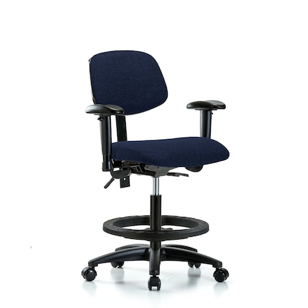 Blue Ridge Ergonomics Chair, Fab, Med Bench, Tilt AA BF Cast, Nav, 6-Way Adjustable, 22" to 29" Height, Dark Blue BR-FMBCH-RG-T1-A1-BF-RC-F45