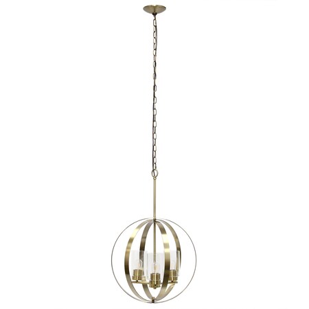 Homeroots Antiqued Brass Sphere Iron Ceiling Light With Clear Shades 651701