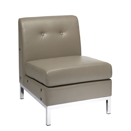 Osp Home Furnishings Wall Street Faux Leather Armless Chair, Smoke WST51N-U22