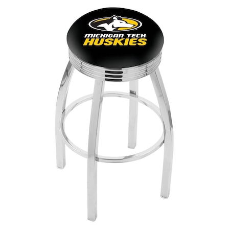 Holland Bar Stool Co 30" Chrome Michigan Tech Swivel Bar Stool, Accent Ring L8C3C30MITech