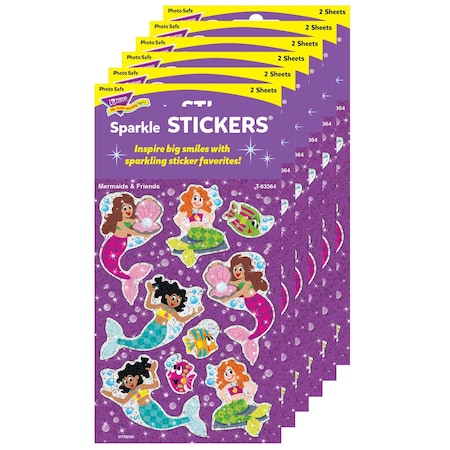 Trend Mermaids & Friends Sparkle Stickers, 18-Piece Set, 6PK T63364