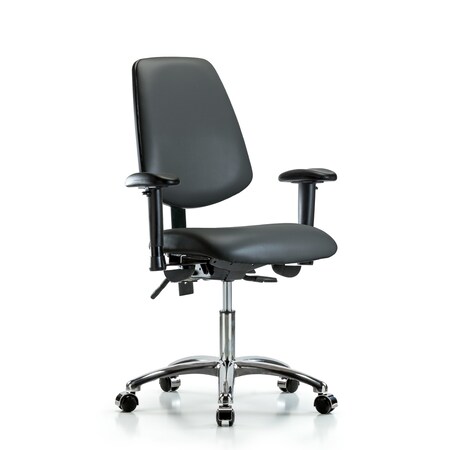 Blue Ridge Ergonomics Vinyl Chair, Vinyl, Adjustable Arms BR-VDHCH-MB-CR-T1-A1-CC-8823