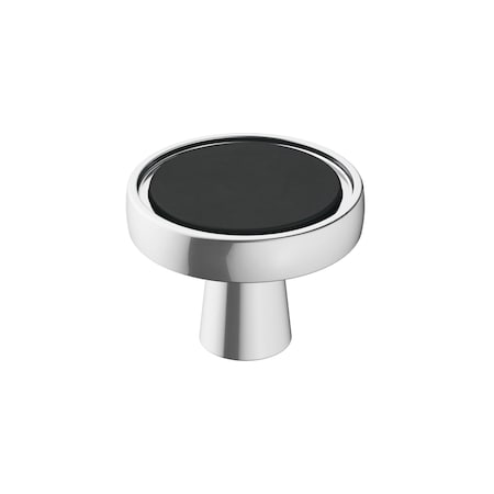 Amerock Mergence 1-3/8 in 35 mm Diameter Polished Chrome/Matte Black Cabinet Knob BP36857FB26