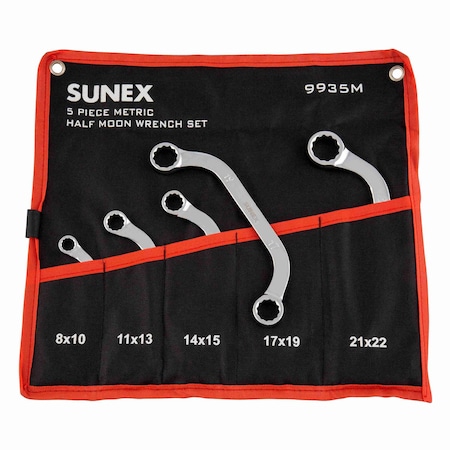 Sunex Half Moon Wrench Set, Metric, 5 pcs. 9935M