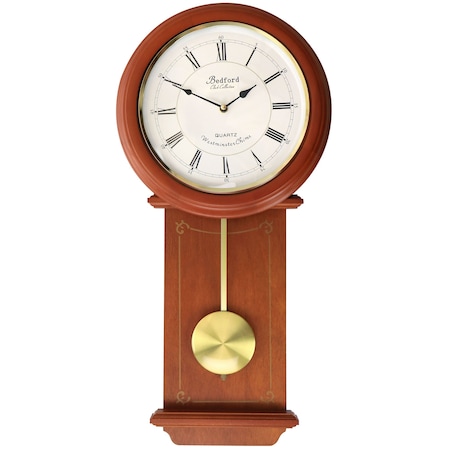 Bedford Clock Collection Olivia 24.5 Inch Cherry Wood Chiming Pendulum Wall Clock BED-OLIVIA