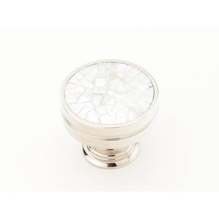 Schaub 1-3/8in Mother of Pearl Cabinet Knob Polished Nickel Finish 990-MOP-PN