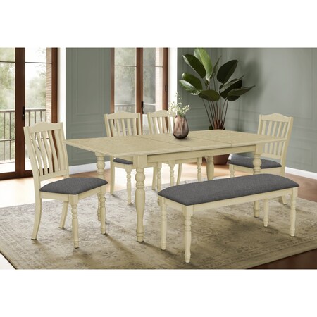 Monarch Specialties Dining Table, 78 in. Rectangular, 18 in. Extension Panel, Veneer Top, Kitchen, Antique Grey Veneer I 1391