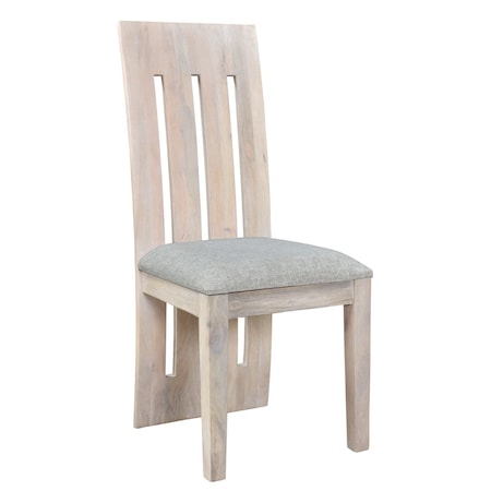 Homeroots Set of Two Gray and Natural Fabric And Wood Slat Back Dining Side Chairs 554615