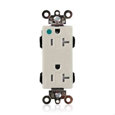 Leviton Straight Blade Receptacle, 5-20R, 20 A, 125V AC, Flush Mount, Self-Grounded MT163-HGT