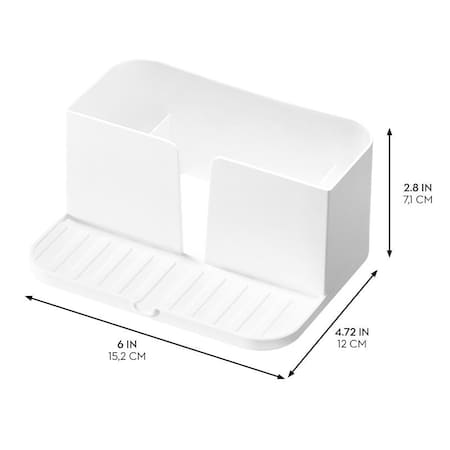 Idesign Sink Caddy, 15.2 cm L, 12 cm W, 7.3 cm H, Polypropylene, White 23038