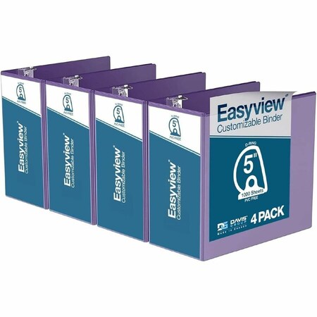 Davis Group Easyview Premium, Angle D Ring, Customizable, View Binder, (Purple, 5"), PK4 8407-69-04