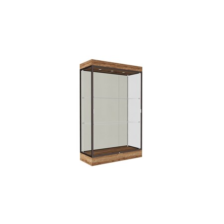 Ghent 76''H x 48''W x 20''D Edge Display Case 6'' Base w/ White Back & Dark Bronze Frame 92LFWH-BZ-PUO