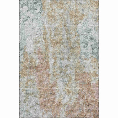 Homeroots 10' X 14' Ivory Blue And Gold Abstract Washable Indoor Outdoor Area Rug 643630